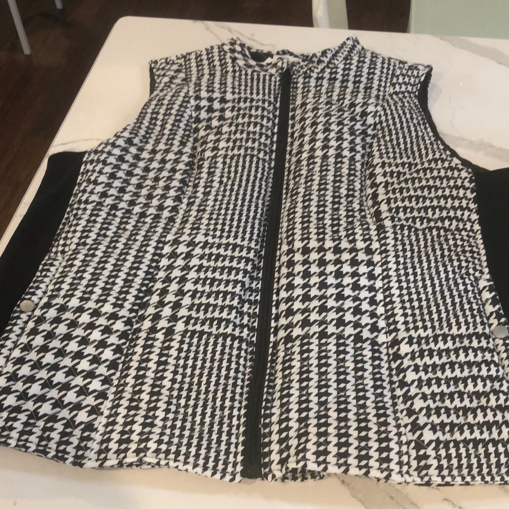 Kim Rogers Black and White Glen Plaid Vest